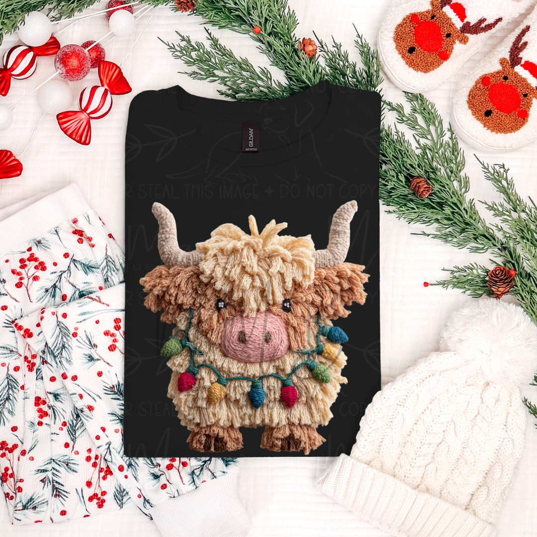 Merry Highland Cow Graphic Tee or Sweatshirt