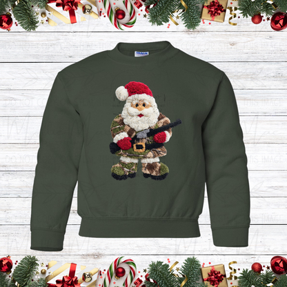 Camo Santa Hunter Kids Graphic Sweatshirt