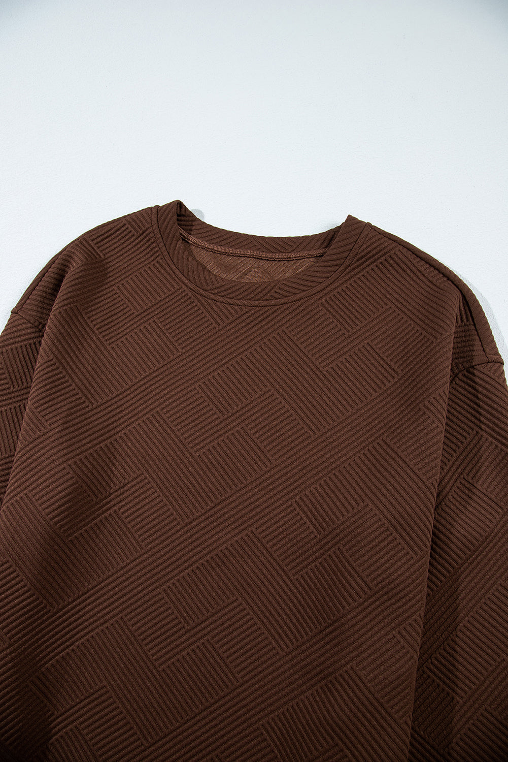 Coffee Textured Drop Shoulder Pocket Sweatshirt featuring boutique-style details and relaxed everyday fit