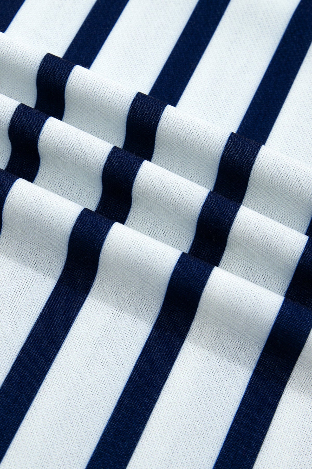 Blue Stripe Ribbed Trim Stand Neck Sweatshirt featuring boutique-style details and relaxed everyday fit