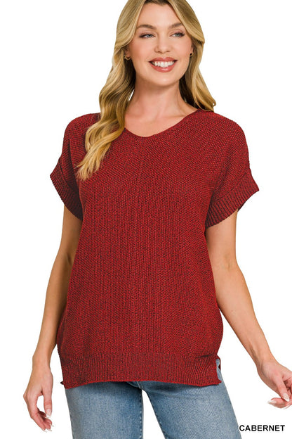 Zenana Center Seam Short Sleeve Sweater boutique fashion apparel with stylish details and comfortable fit