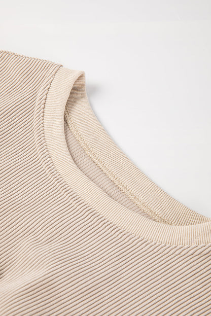 Dark Blue ribbed corduroy oversized long sleeve sweatshirt with cozy boutique styling