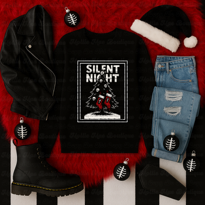 Silent Night — Dark Christmas Tree Graphic Sweatshirt
