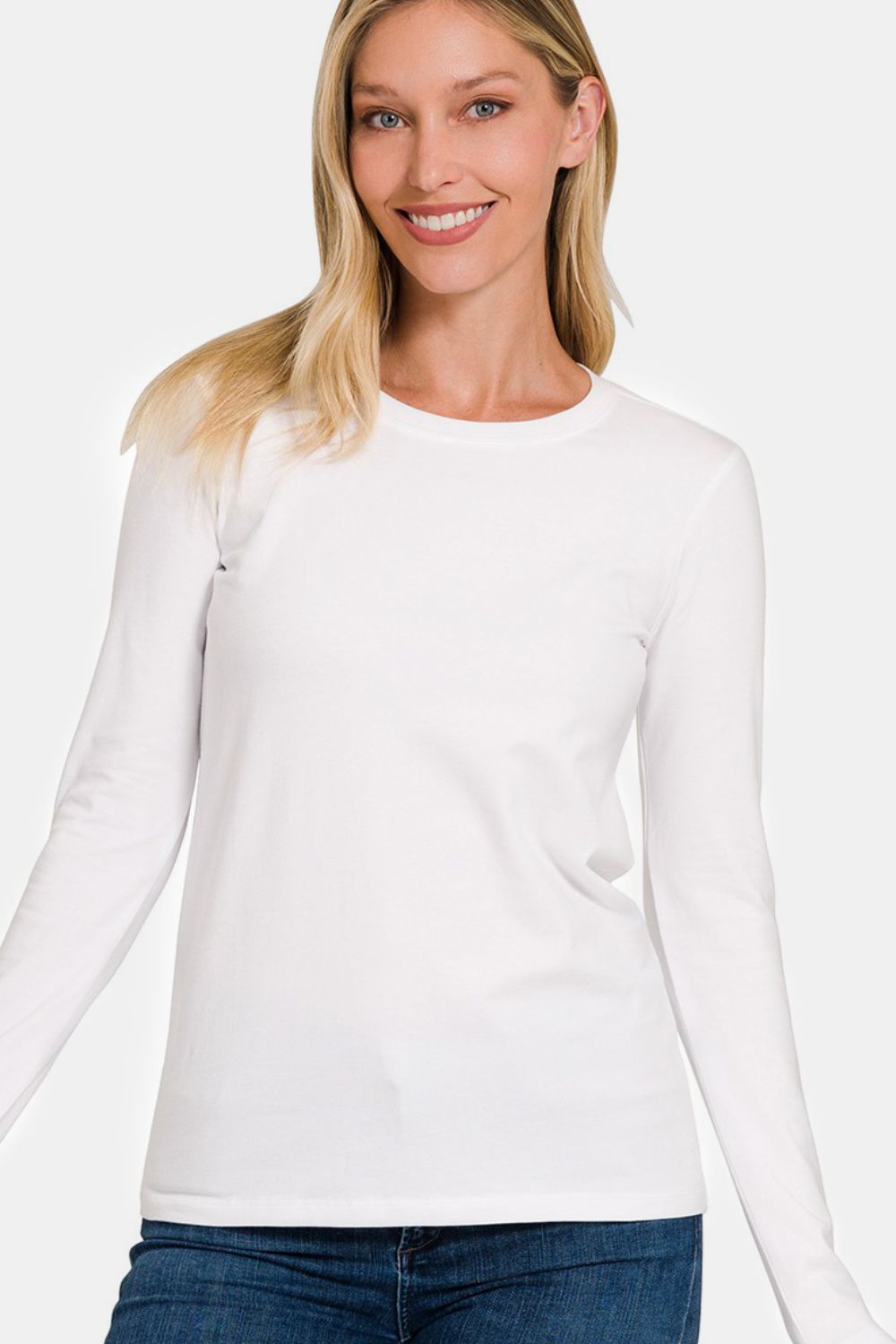 Zenana  Solid Color Round Neck Long Sleeve T-Shirt