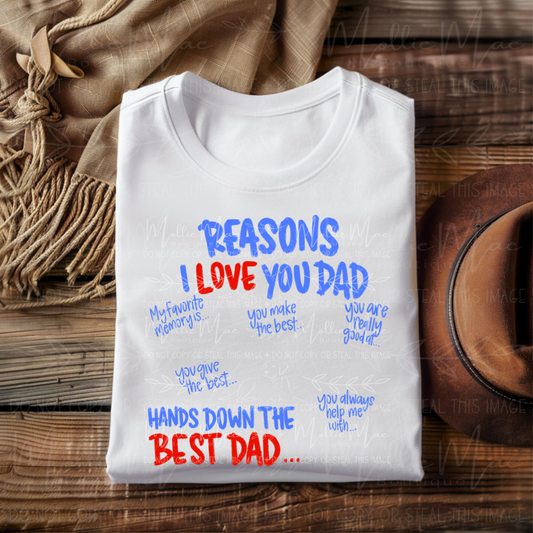 Reasons I Love You Dad Graphic Tee