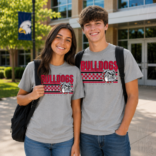 Bulldogs Checkered Mascot Graphic T-Shirt