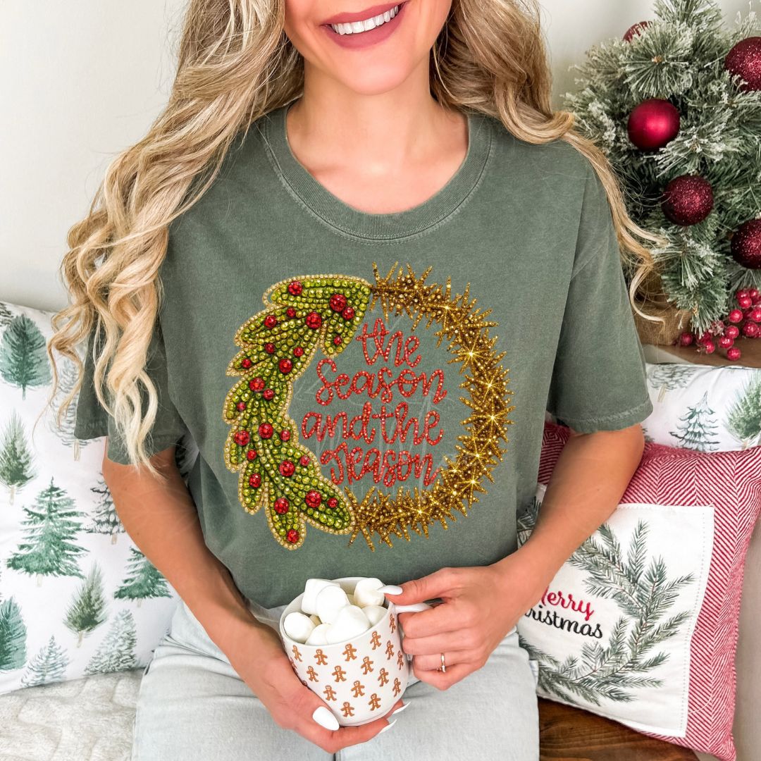 The Season and The Reason Faux Sparkle Graphic Tee