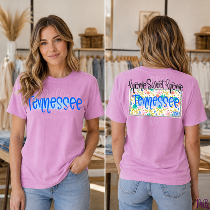 Tennessee Floral License Plate Graphic Tee
