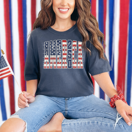 America 250 Distressed Flag Graphic Tee