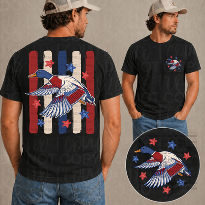 Stars, Stripes & Mallard Patriotic Hunting Graphic Tee