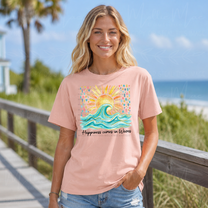 Happiness Comes In Waves Coastal Graphic Tee