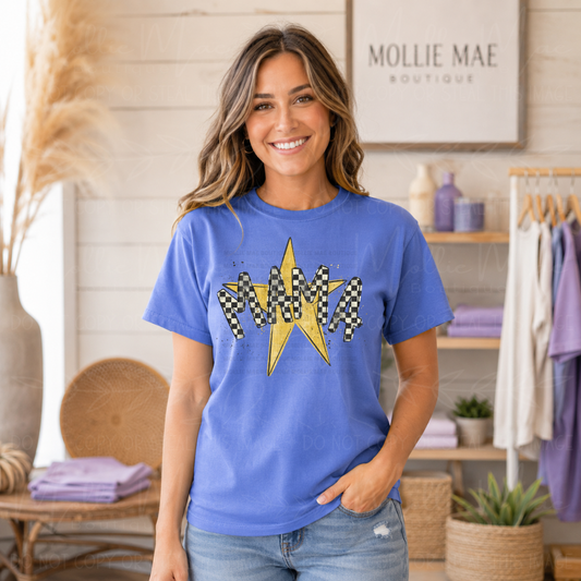 Mama Checkered Star Graphic Tee