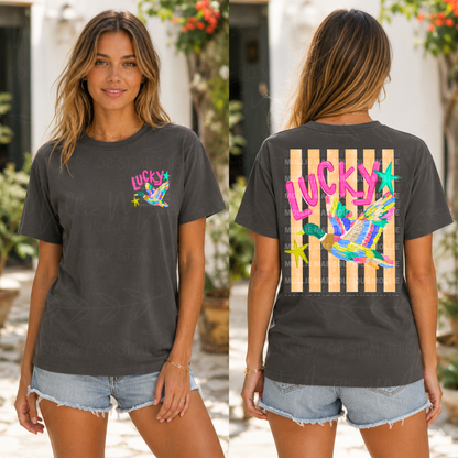 Lucky Duck Stripes Graphic T-Shirt