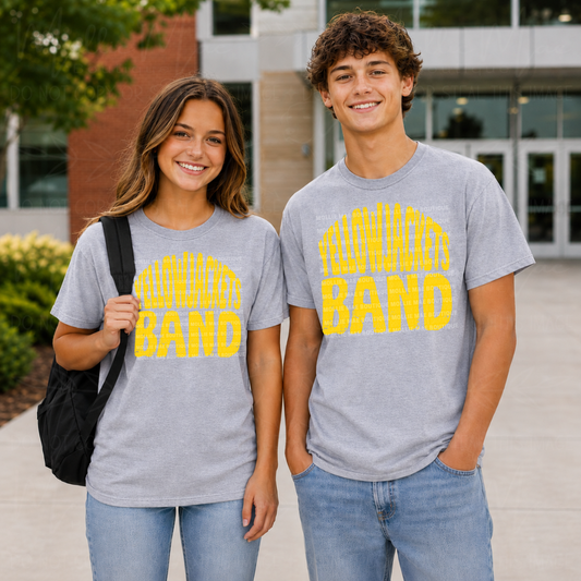 Distressed Yellow Jackets Band Graphic T-Shirt