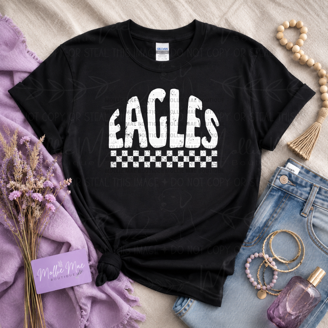 East Hickman Eagles Distressed Checkered Spirit T-Shirt
