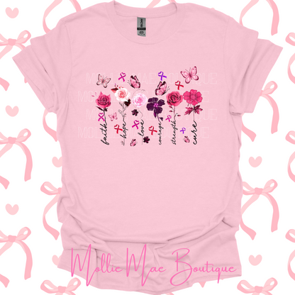Breast Cancer Flowers Graphic Tshirt