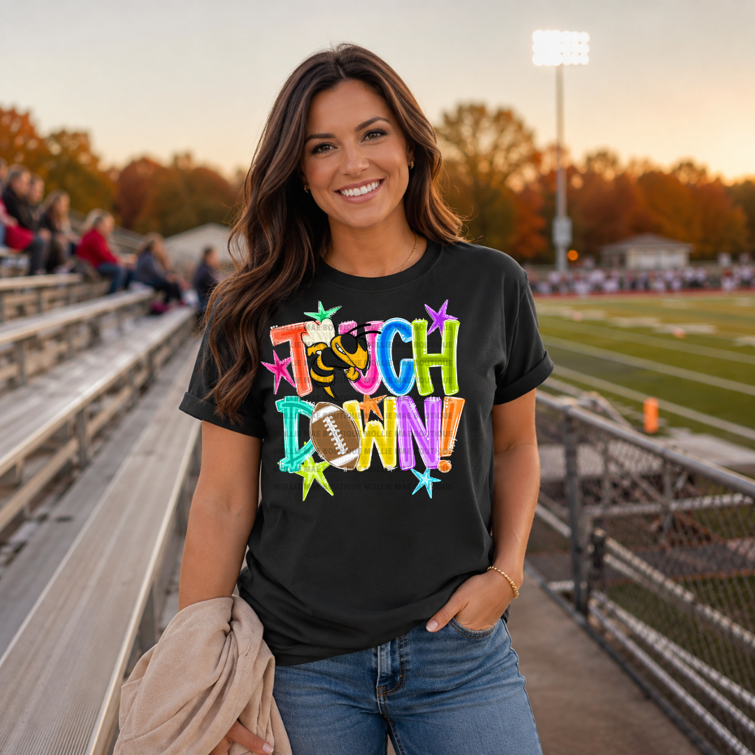 Yellow Jackets Bright Touchdown Football Graphic Tee