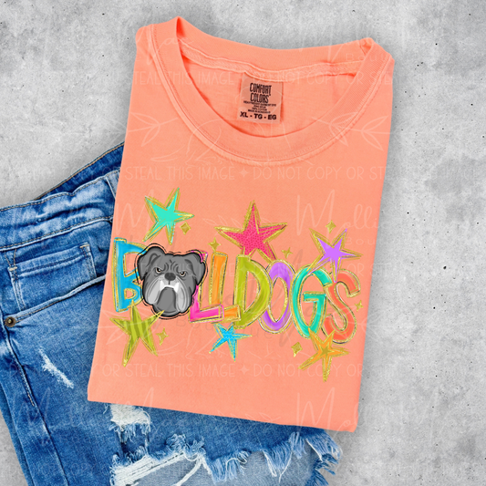 Bulldogs Stars Graphic Tee – Neon Cantaloupe