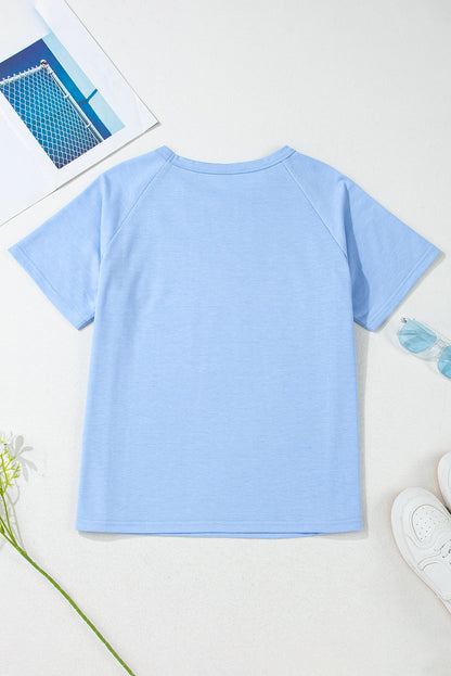 multiple colors Stripe Patch Front Short Sleeve Tee with a striped patch detail and an easy short-sleeve fit, boutique fashion