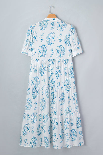 Plus Size Floral Paisley Tiered Maxi Dress