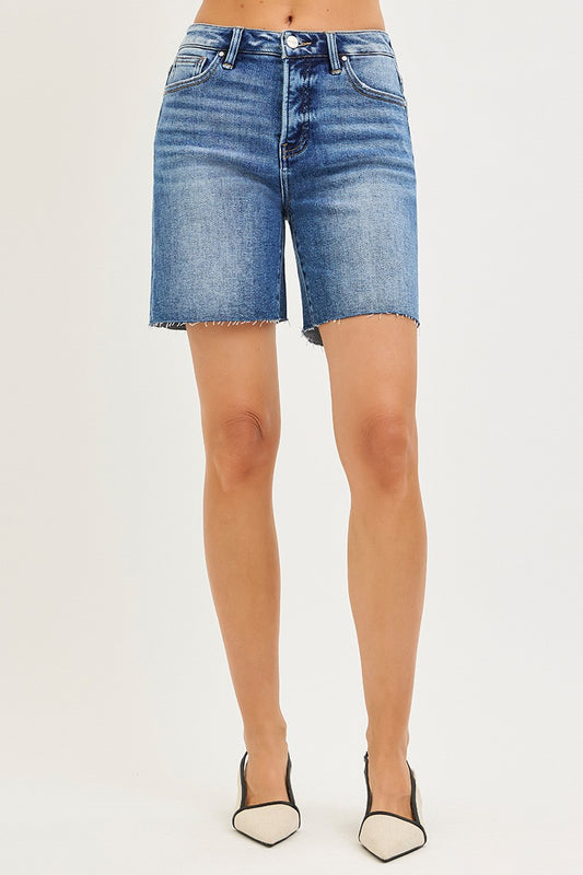 RISEN Tummy Control High Rise Raw Cut Hem Jhorts boutique apparel from Mollie Mae Boutique