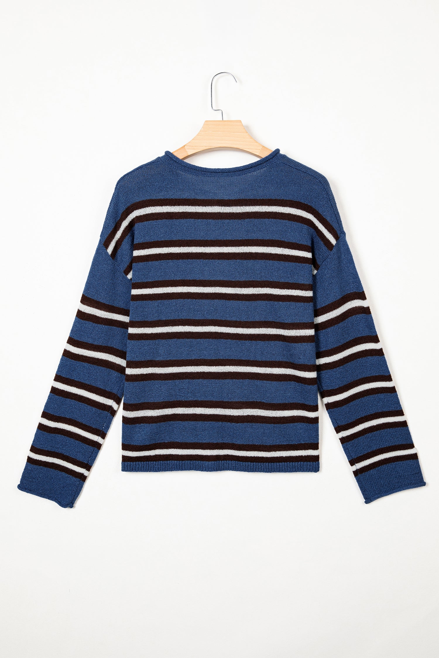 multiple colors Stripe Drop Shoulder Button Cardigan with soft knit, drop shoulders, and versatile button-front styling, boutique fashion