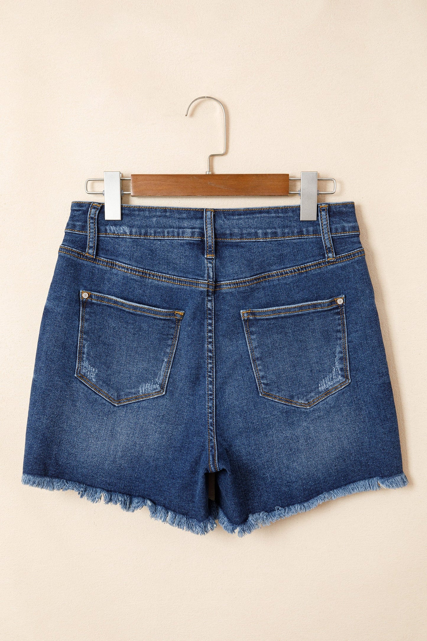 Holland Distressed High Waist Denim Shorts in Sail Blue | Mollie Mae Boutique