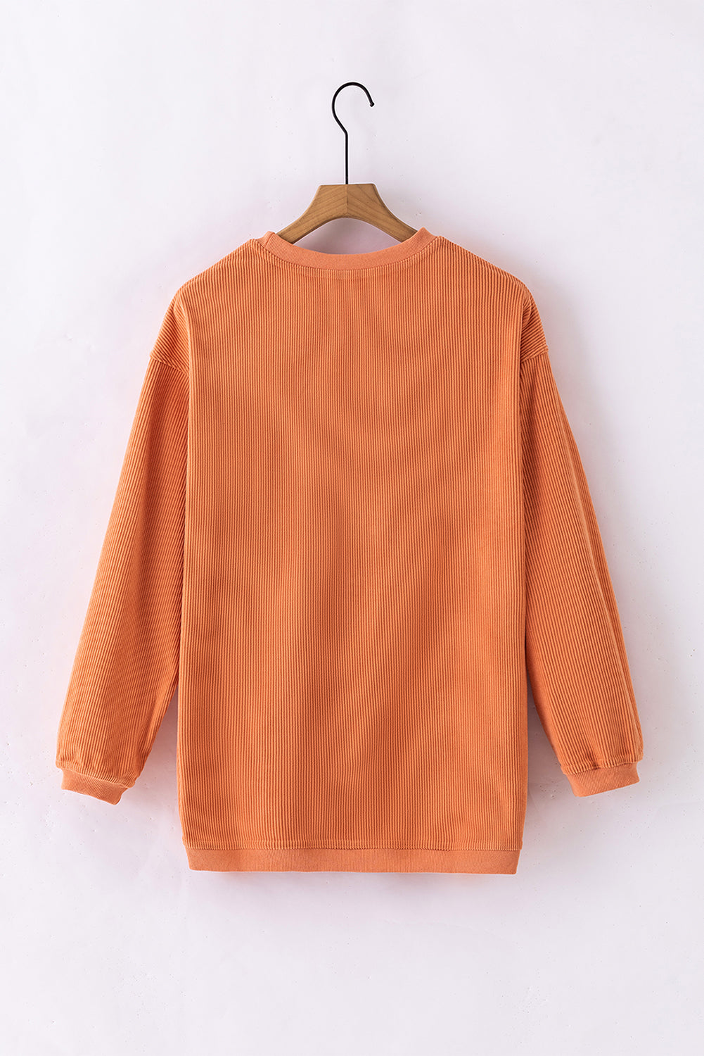 Black ribbed corduroy oversized long sleeve sweatshirt with cozy boutique styling