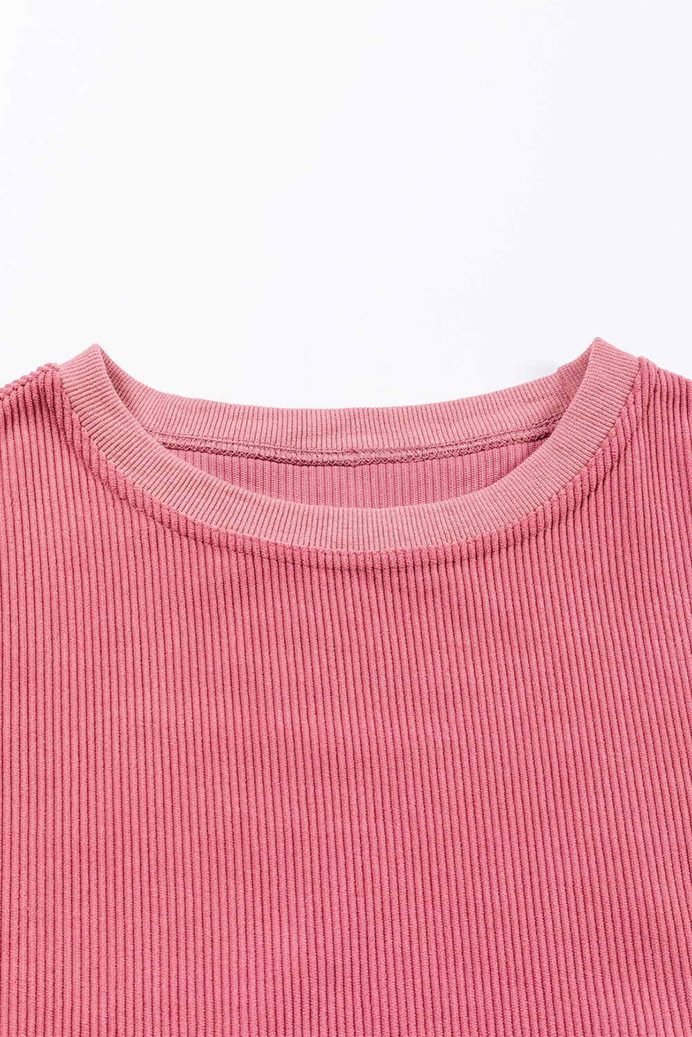 Chestnut ribbed corduroy oversized long sleeve sweatshirt with cozy boutique styling