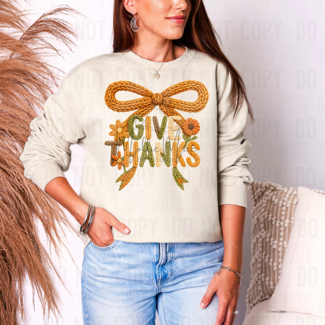 Floral Give Thanks Graphic Tee or Sweatshirt