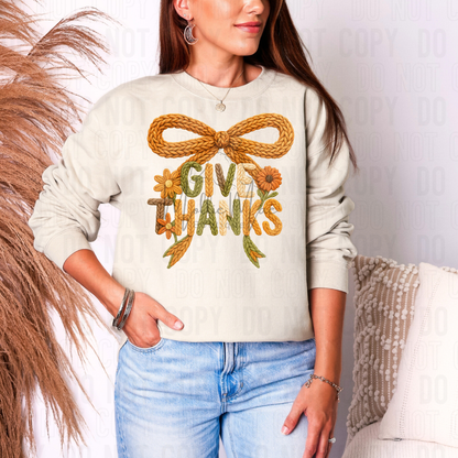 Floral Give Thanks Graphic Tee or Sweatshirt