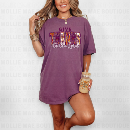 Give Thanks to the Lord Graphic Tee – Comfort Colors Berry