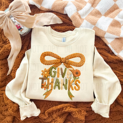 Floral Give Thanks Graphic Tee or Sweatshirt