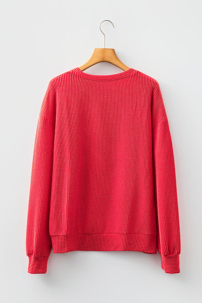 evergreen MERRY JOLLY Christmas long sleeve corded boutique top