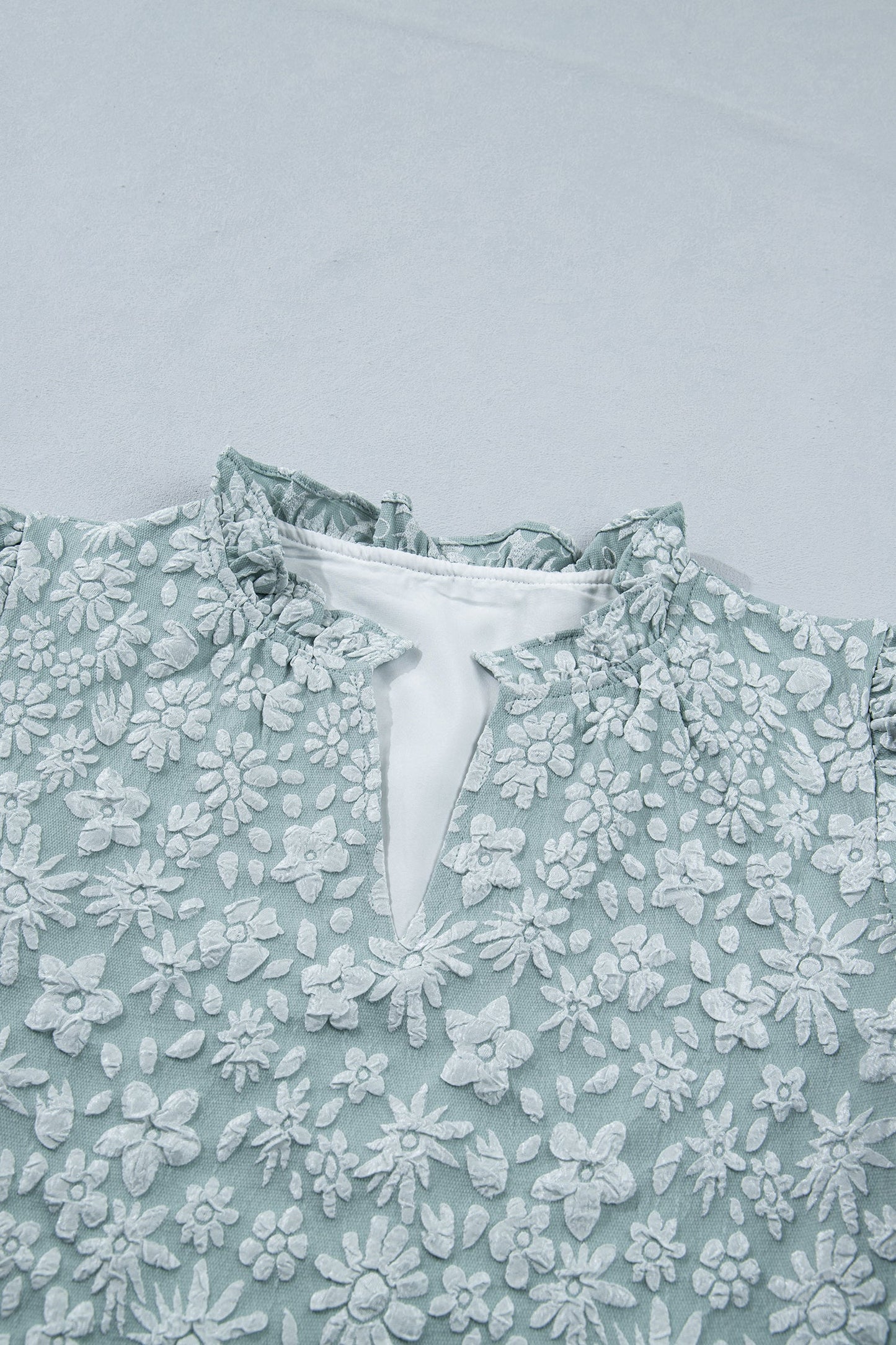 Adalyn Jacquard Puff Sleeve Blouse in Iceland Blue women's boutique apparel