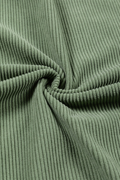 Grass Green ribbed corduroy oversized long sleeve sweatshirt with cozy boutique styling