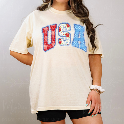 USA Floral Patch Graphic Tee