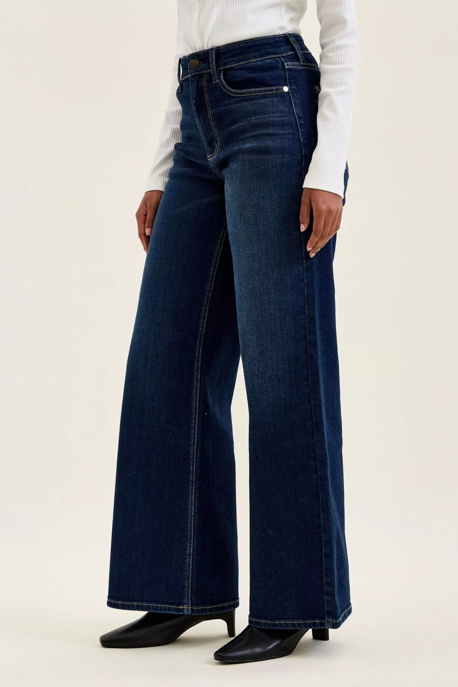 Judy Blue high waist wide leg dark wash jeans for women from Mollie Mae Boutique