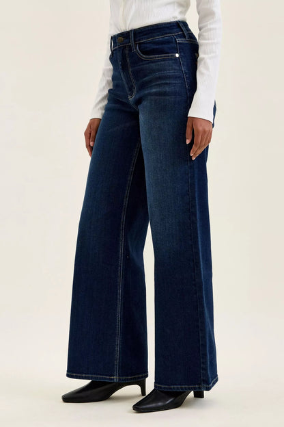 Judy Blue high waist wide leg dark wash jeans for women from Mollie Mae Boutique