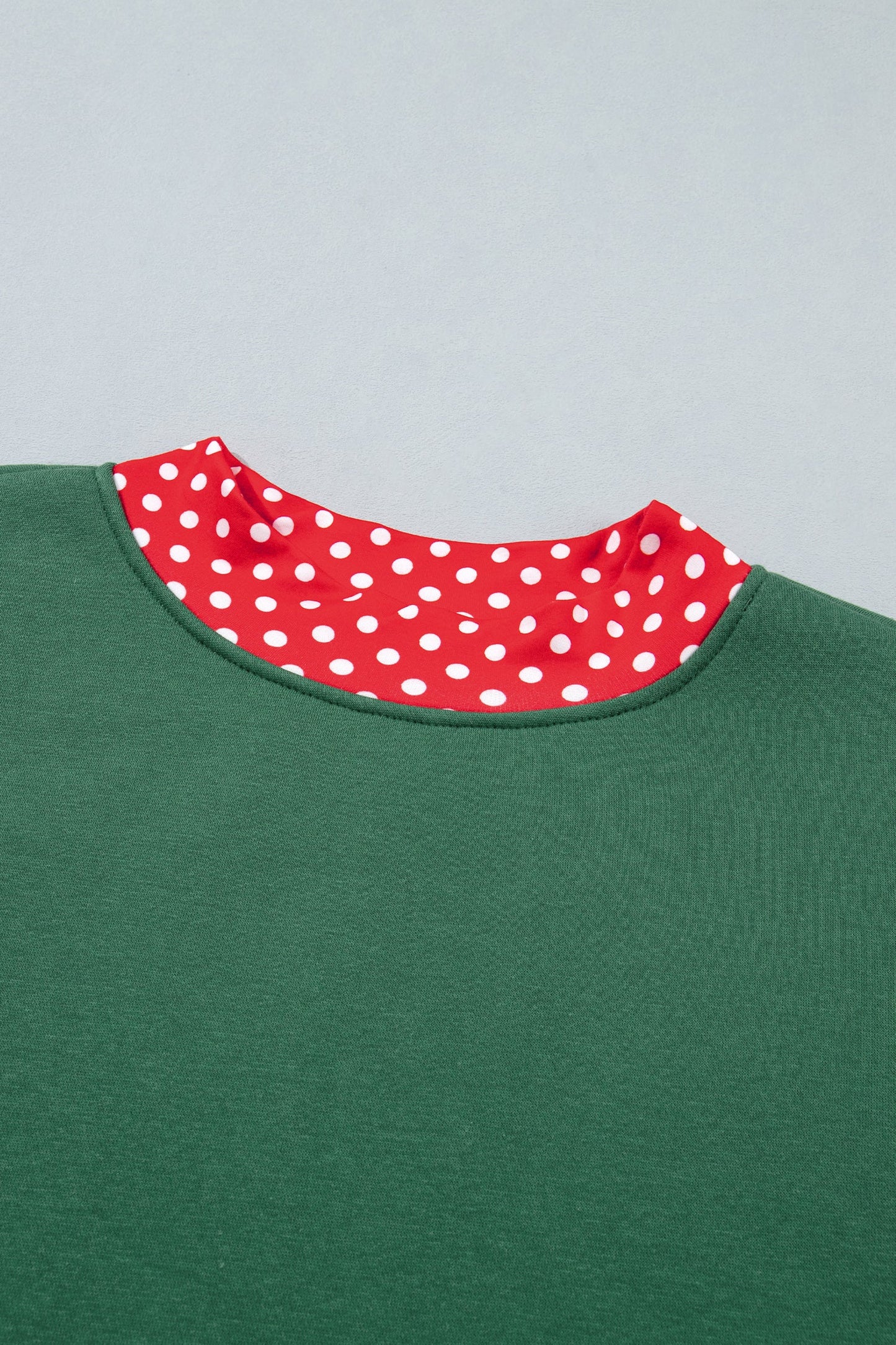 Red Polka Dot Contrast Trim Mock Neck Sweatshirt with mock neck women's boutique fashion