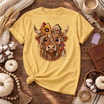 Fall Highland Cow Graphic Tee