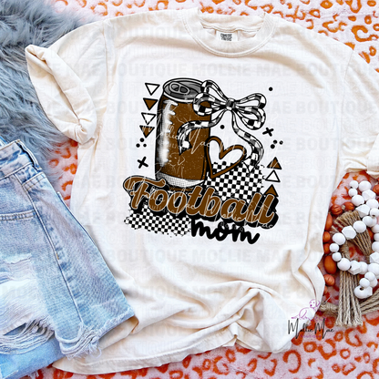 Football Mom Checkered Bow Graphic Tee