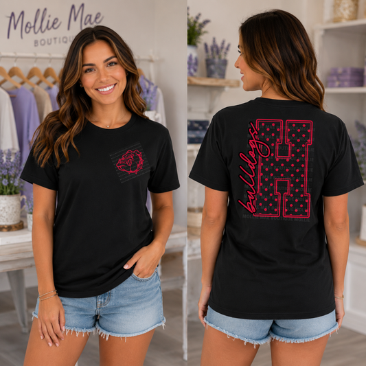 Hickman County Bulldogs Polka Dot Graphic T-Shirt