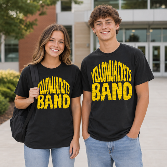 Distressed Yellow Jackets Band Graphic T-Shirt