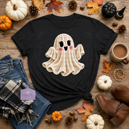 Faux Velvet Ghostie Halloween Graphic Tee