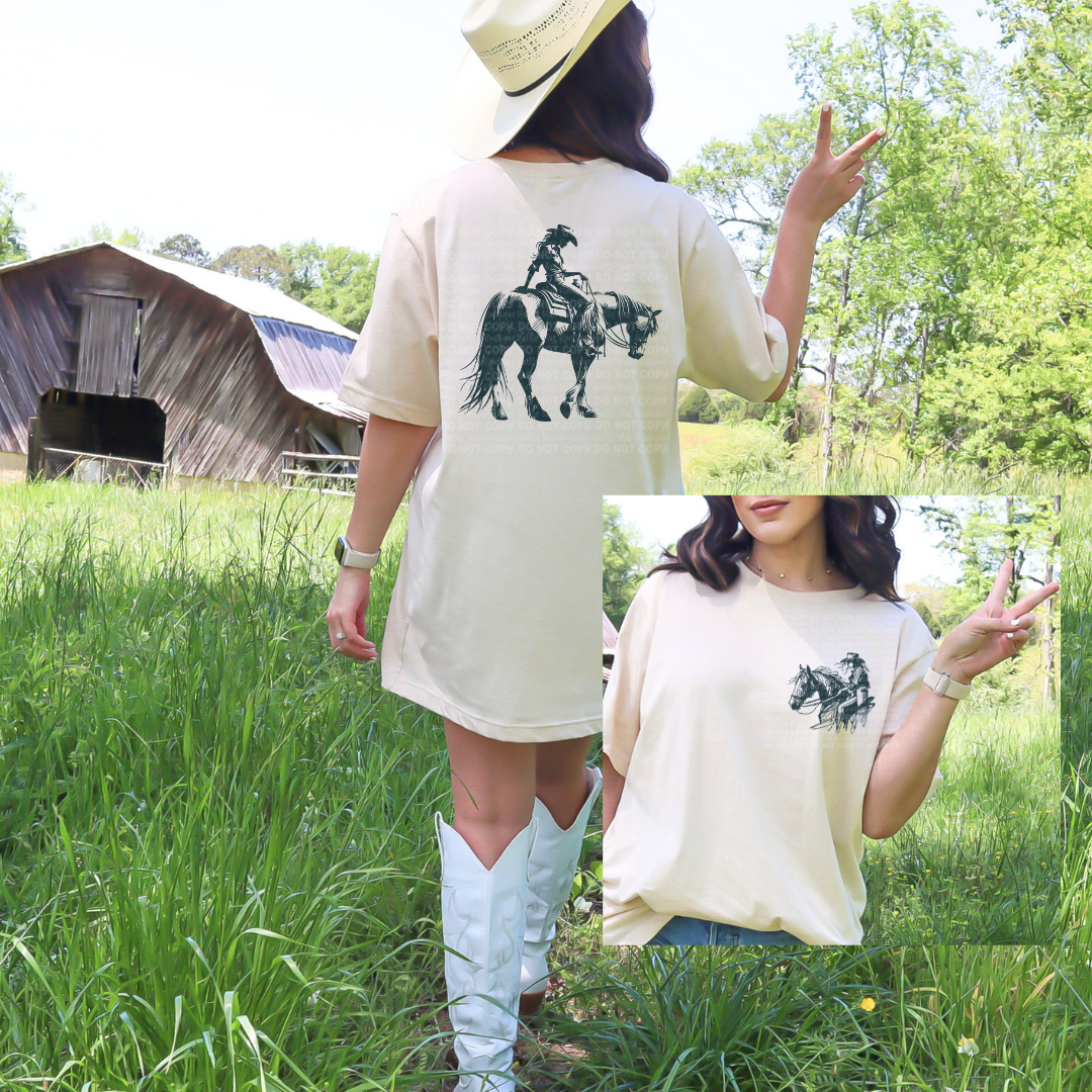 Cowgirl & Horse - Pocket and Back Design