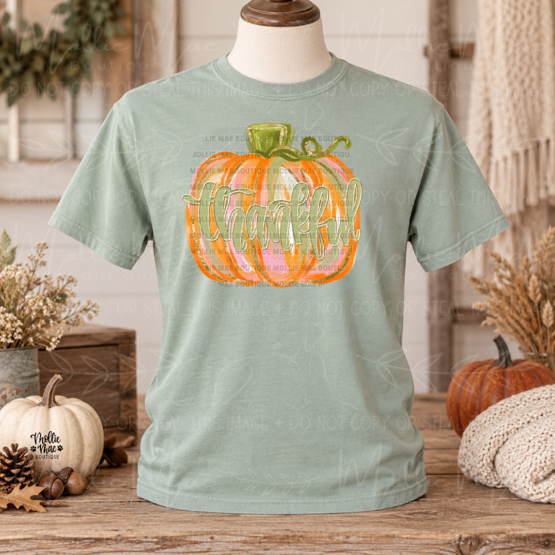 Thankful Watercolor Pumpkin Graphic Tee