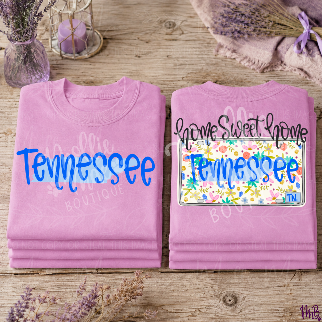 Tennessee Floral License Plate Graphic Tee