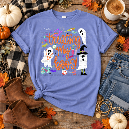 Treating My Boos Halloween Nurse Graphic Tee
