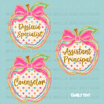School Staff Apple Bow Graphic Tee
